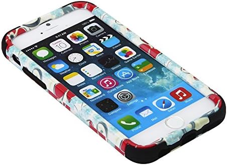 Electrovic Cute and Adorable PC plus Silicone 3 in 1 Hybrid Case for iPhone6 -Red flower+Black