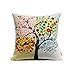Ojia Cotton Home Decorative Throw Pillow Cover Cushion Case, Colorful Tree (18X18 Inch)