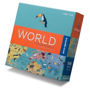 Crocodile Creek World Map Floor Puzzle (50 Pieces)
