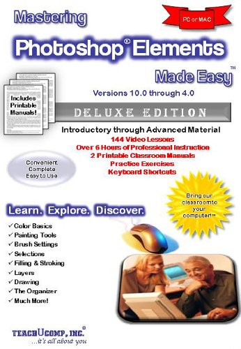 Mastering Photoshop Elements Made Easy Training Tutorial v. 10, 9, 8, 7, 6, 5 & 4 - How to use Elements Video e Book Manual Guide. Even dummies can. through Advanced material from Professor Joe