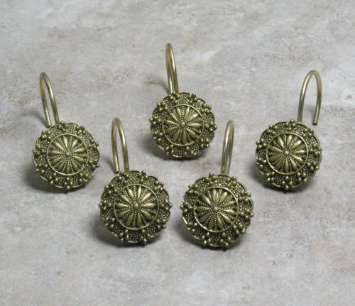 Sheffield Gold Decorative Shower Curtain Hooks