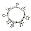 Jewish Charm Star of David Menorah Stretch Bangle Bracelet