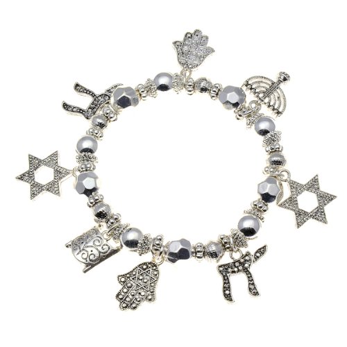 Bracelets Bangles Charm Jewish Charm Star of David Menorah Stretch Bangle Bracelet