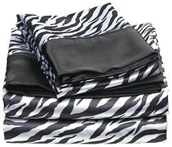 Divatex Home Fashions Royal Opulence Satin Sheet Set Zebra Full
