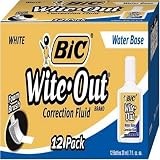 BIC Wite Out Water Base (washable) Correction Fluid - White, 24 Fluids by Wite Out