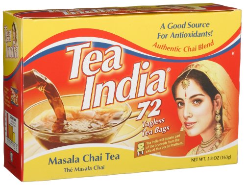 Tea India« Masala Chai Tea, 72 Tagless Tea Bags, 5.8-Ounce Boxes (Pack of 6) by Tea India®