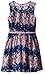 Beautees Girls' Big Sleeve Less Floral Stripe Skater Dress
