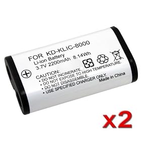 TWO Battery for KODAK KLIC-8000 Z612 Z812 Z712 IS Z8612