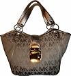 Women's Michael Kors Purse Handbag Medium Tote RTW JQD Charlton Beige/Camel/Gold