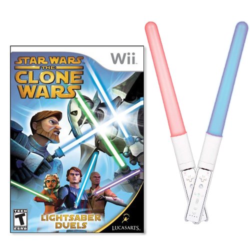 Wii Star Wars The Clone Wars PLUS Dreamgear Dual Swords for Wii COMBO