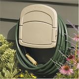 Suncast Deluxe Garden Hose Hangout with 150-Foot Hose Capacity And Enclosed Storage Compartment, Taupe DHH150