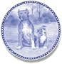 American Pit Bull Terrier and Puppy: Danish Blue Porcelain Plate 7.611" diameter