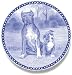 American Pit Bull Terrier and Puppy: Danish Blue Porcelain Plate 7.61 diameter