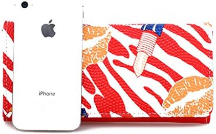Zebra-stripe Long Wallet with Kiss and Lipstick Decorated-Shaped in Rectangle and Made in PU Leather-Cards Position Included with Other Three Compartments-Colorful Inside Lookings-High Quality Promised (red)