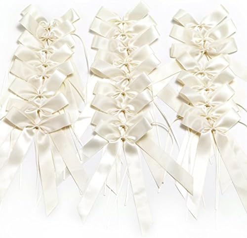 Museya 25pcs Wedding Pew End Bowknots Ribbon Bows Cars Chairs Decorations (Ivory)
