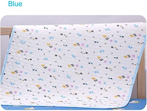 EMUCLAW Baby &amp; Toddler Ecological Cotton Washable Waterproof Mattress Pad Sheet Protector, Baby Changing Pad Liners with 3 Layer Diaper Changing Mat Pad with Cute Bear L(20"x41"), Blue