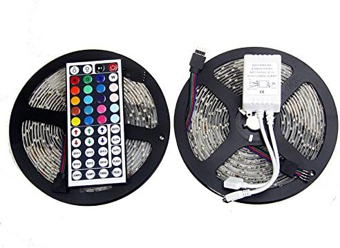 Uau 32.8 Feet 2x5m 10 Meter 60leds/M 600 Leds 3528 SMD Waterproof RGB LED Strip With 44Key IR Remote Controller Led Lamp Strip Flexiable Color Changing Led Light Strip Kit