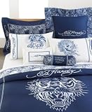 Ed Hardy Navy Tiger Embroidery Bedding Set