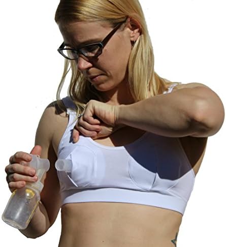 Hands-Free Breastpump Bra for MultiTasking (Large White) with Free Breastpads