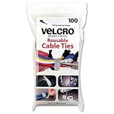 Velcro® Reusable Self-Gripping Cable Ties, 1/2 x 8 Long, Black, 100 Ties per Pack