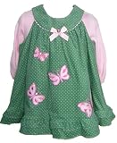 Rare Editions Infant Girls Sage Butterfly Corduroy Jumper Dress