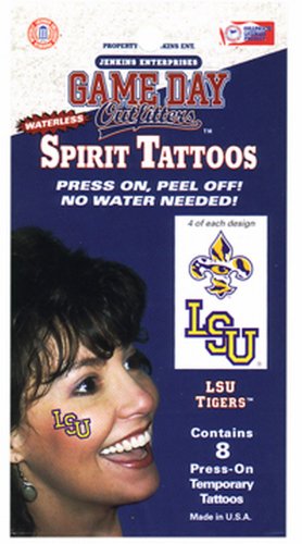 NCAA LSU Tigers Tattoo Waterless
