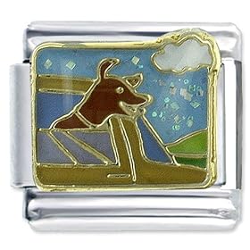 Dog And Car Window Animal Italian Charms Bracelet Link