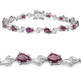 5.90 Carat Genuine Ruby Silver Bracelet by JewelzDirect