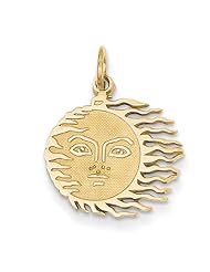 14k Yellow Gold Flaming Sun Charm