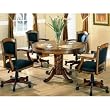 3-in-1 Oak Finished Wood Poker, Pool, Game, Dining Table and 4 Chairs Set