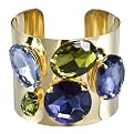 Multi Faux Stone Cuff Bracelet - Goldtone