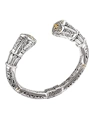 Enchanta Collection Sterling Silver & 18K Filigree Cross Design Cuff Bracelet