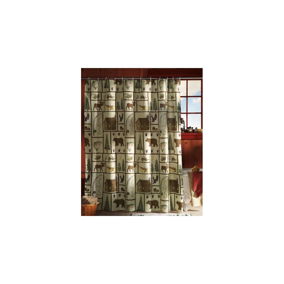 Woodland Shower Curtain With Rings Northwoods Bear Moose Tree