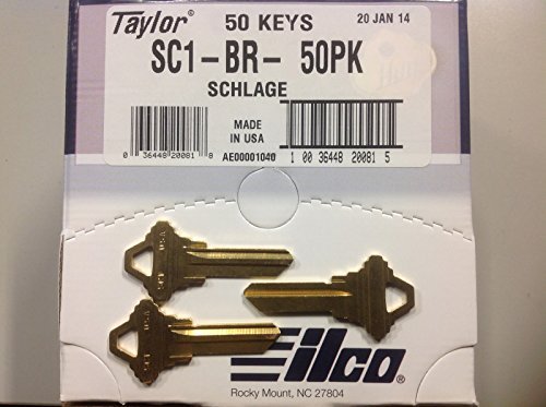 Ilco Schlage SC1 Key Blanks - Box of 50, Brass
