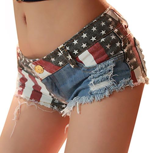 QZUL Women's Sexy Club Burr Ripped Hole Cut Off Destroyed ripped Jeans Denim Shorts
