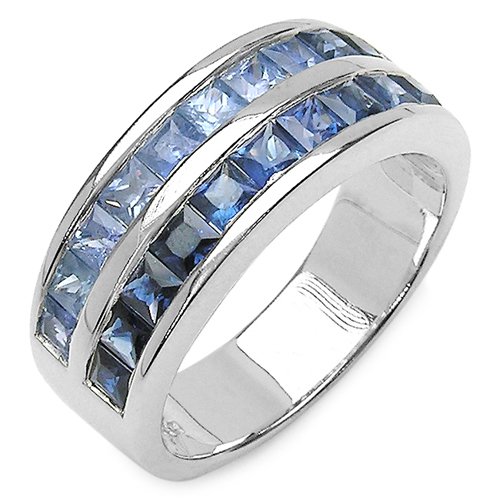 1.20 Carat Genuine Blue Sapphire Sterling Silver Ring