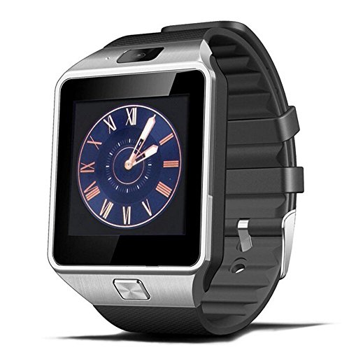 SinoPro DZ09 Smart Watch Bluetooth Wrist Watch Phone with Camera SIM Card and TF Card Slot Information Synchronized Function for iPhone, Samsung, HTC, Huawei and other Android Smartphones (Silver)