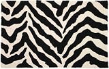 Jellybean Black & White Zebra Stripes Animal Print Accent Area Rug