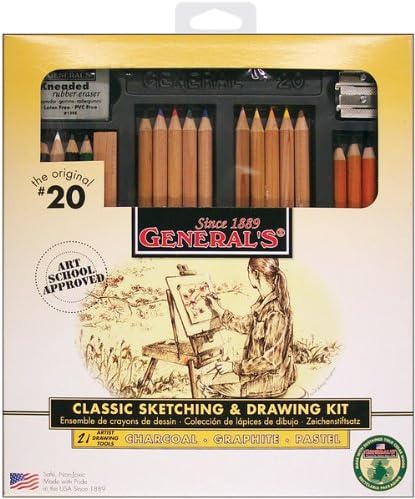 Classic Sketching & Drawing Kit ** Product Description: Classic Sketching & Drawing Kit. Do Sketching And Drawing In An Easy And Fun Way. The Complete Set Has 10 Pastel Chalk Pencils, 4 Charcoal Pencils, 1 Flat Sketching Pencil, 1 Layout Pencil, **