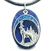 Howling Wolf and Moon Amulet Good Luck Powers Lapis Lazuli Gemstone Pendant on Leather Cord Necklace