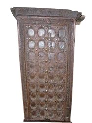 Antique Jharokha Window with Frame Rustic Teak Wood Beautiful Patina India Haveli Doors