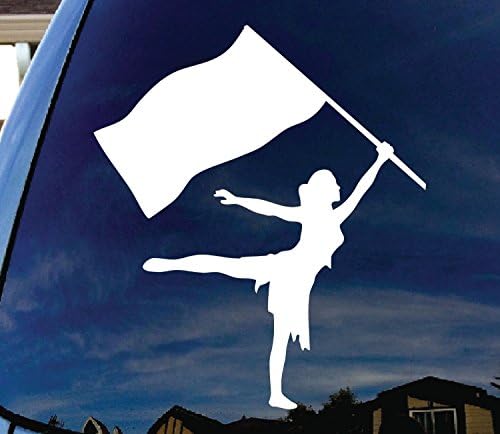 COLOR GUARD Flag Girl (size: 4" color: WHITE) Vinyl Decal Window Sticker for Cars, Trucks, Windows, Walls, Laptops, and other stuff.