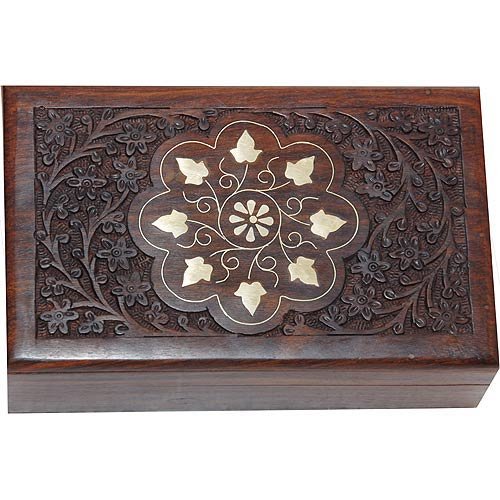 Wooden Jewelry Boxes Hand Engraving Brass Inlay India