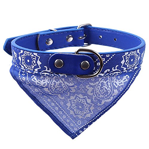Dog Collars - Badalink Fashion Bandanas Adjustable Dogs Collars Pet Neckerchief Scarf PU Leather Dog Collar for Pet Dog