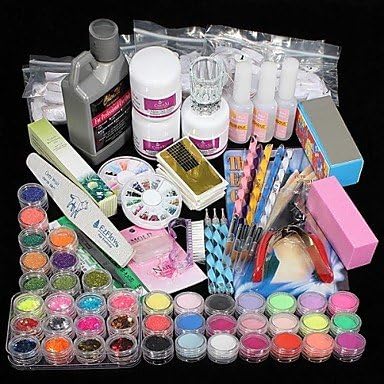 nananana 42PCS Acrylic Powder Brush Glitter Clipper File Nail Set