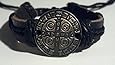 Bronze Tone Saint Benedict Leather Bracelet Adjustable Fit