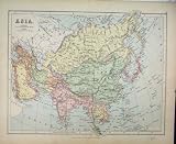 ANTIQUE MAP COLOUR c1880 ASIA PACIFIC OCEAN INDIAN