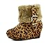 Mia-26 Little Girls JR Youth Mid Calf Fux Fur High Heel Wedge Boots