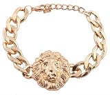 Gold Lion Head 9 Inch Link Chain 10mm Adjustable Bracelet