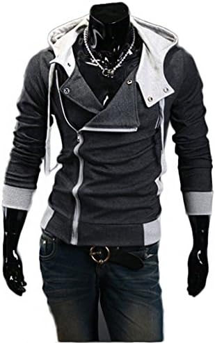 WenVen Men's Pullover EcoSmart Fleece Hoodie,Dark Grey,XL